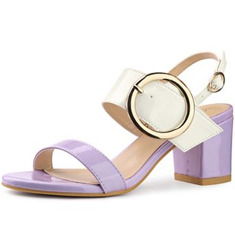 Slingback Buckle Two Straps Chunky Heel Sandals for Women