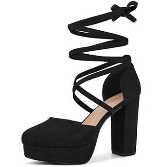 Women's Platform Block Heel Lace Up Pumps Sandals