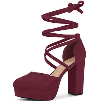 Women's Platform Block Heel Lace Up Pumps Sandals