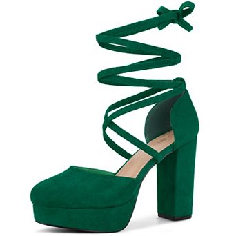 Women's Platform Block Heel Lace Up Pumps Sandals