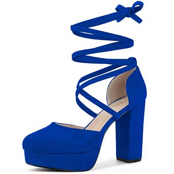 Women's Platform Block Heel Lace Up Pumps Sandals