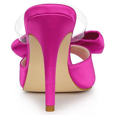 Women's Bow Sandal Stiletto Heels Mules Heel Sandals