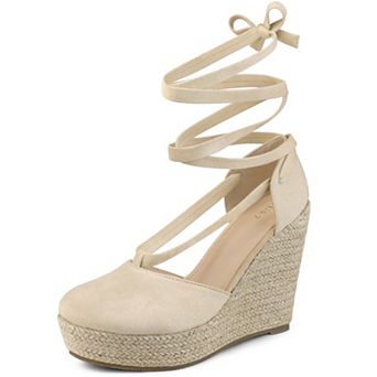 Lace Up Platform Sandal Closed Toe Espadrille Wedge Heel for Women