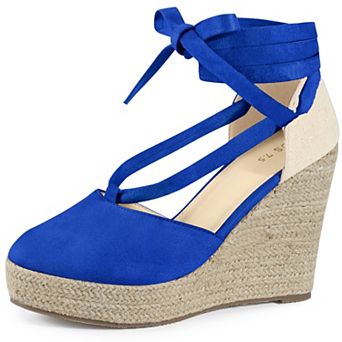 Lace Up Platform Sandal Closed Toe Espadrille Wedge Heel for Women