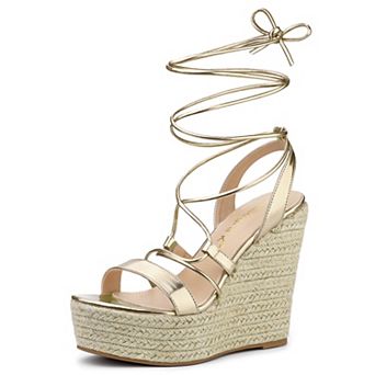 Women's Espadrilles Platform Wedges Heel Lace Up Sandals