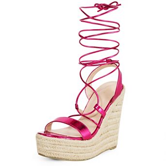 Women's Espadrilles Platform Wedges Heel Lace Up Sandals