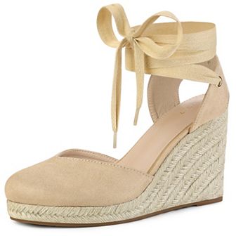 Women's Closed Toe Espadrilles Wedges Tie Up Wedge Sandals