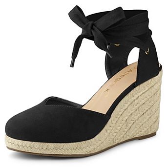 Women's Closed Toe Espadrilles Wedges Tie Up Wedge Sandals