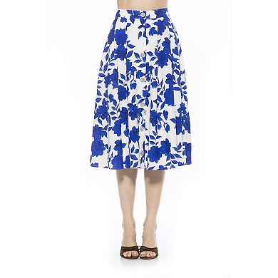 Women's ALEXIA ADMOR Maya Front Button Down Full Midi Skirt