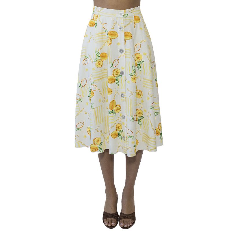 Women's ALEXIA ADMOR Maya Front Button Down Full Midi Skirt,