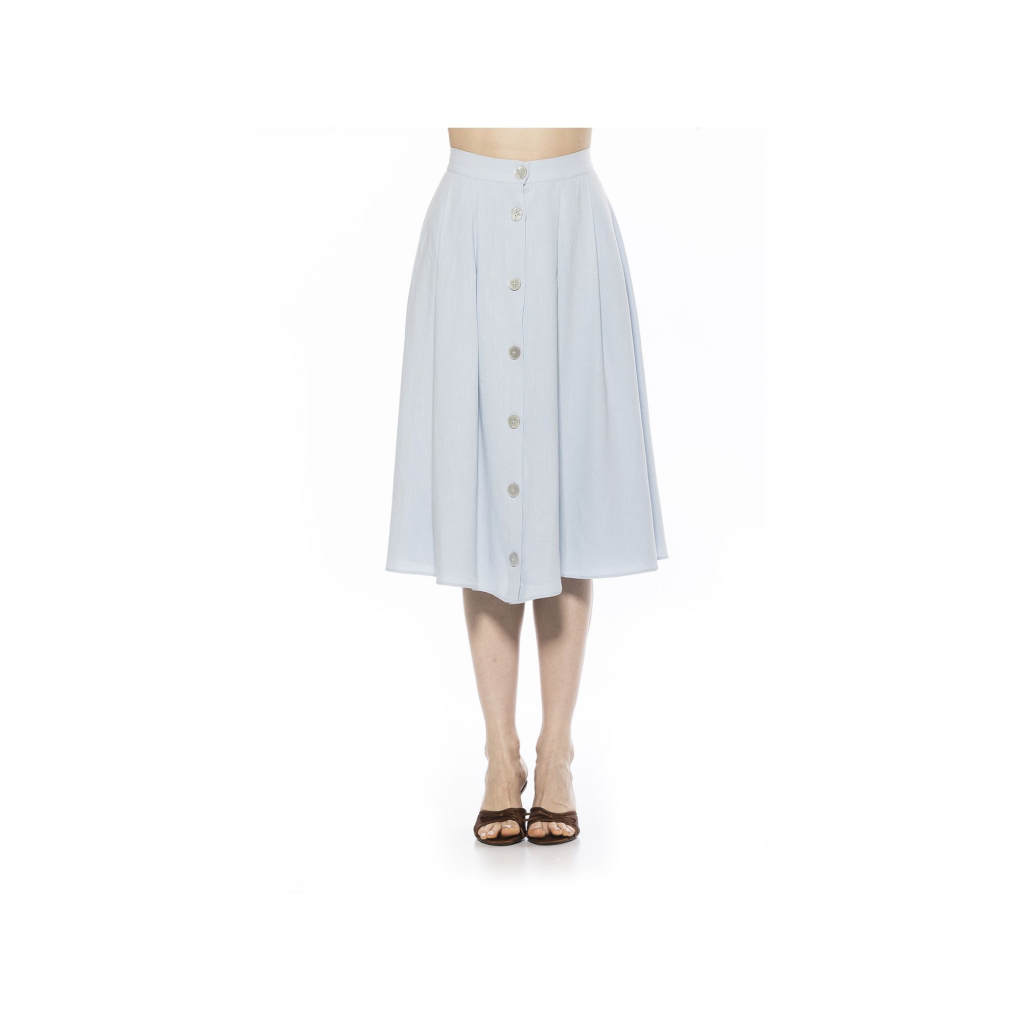 Womens ALEXIA ADMOR Maya Front Button Down Full Midi Skirt, Size: 2, Light