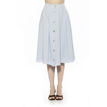 Women's ALEXIA ADMOR Maya Front Button Down Full Midi Skirt