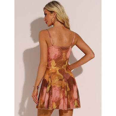 Summer Floral Dress for Women's Square Neck Sleeveless Beach Dresses