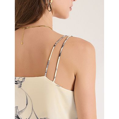 Satin Cami Top for Women's V Neck Sleeveless Floral Camisole