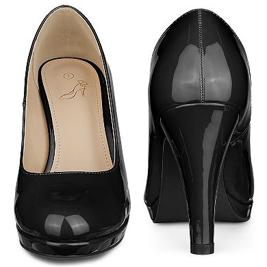 Round Toe Platform Stiletto Heel Pumps for Women