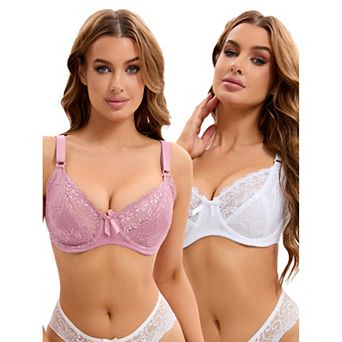 Women's 2 pc Bra Set Lace Push-up Underwire Support Full Coverage Bras Set