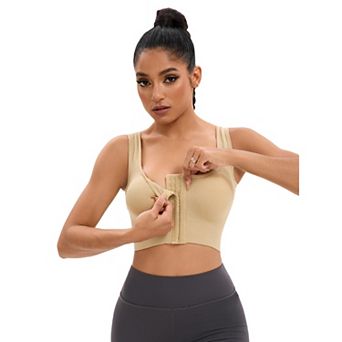 Women's Front Closure Full Support Sports Bra Workout Wirefree Padded Bras