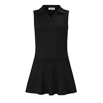 Girls Tennis Golf Outfit Sleeveless Polo V Neck Tank Top and Skorts Sets Sport Skirt with Pockets