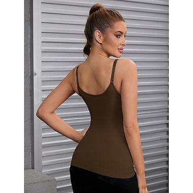 Women's Adjustable Straps Tummy Control Shaper Camisoles Long Slim-Fit No Trace Tank