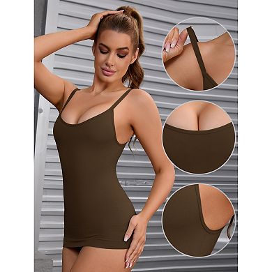 Women's Adjustable Straps Tummy Control Shaper Camisoles Long Slim-Fit No Trace Tank