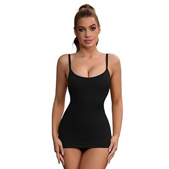 Women's Adjustable Straps Tummy Control Shaper Camisoles Long Slim-Fit No Trace Tank