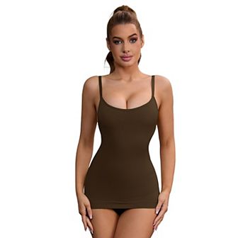 Women's Adjustable Straps Tummy Control Shaper Camisoles Long Slim-Fit No Trace Tank