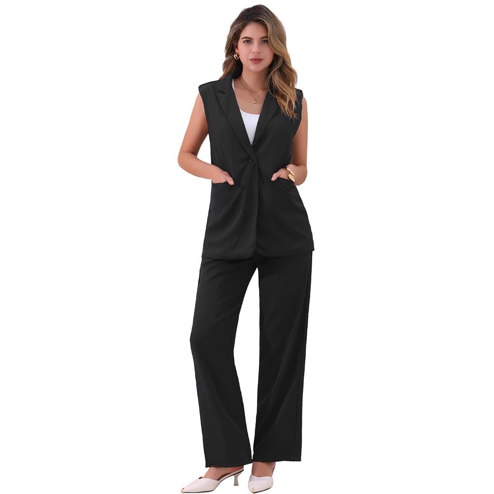 Vest Suit Women 2 Piece Outfits MakeMeChic Women's 2 Piece Work Blazer Outfit - Sleeveless Button Vest And Shorts Matching Set For Office & Formal Wear Summer Matching Sets For Women 2025