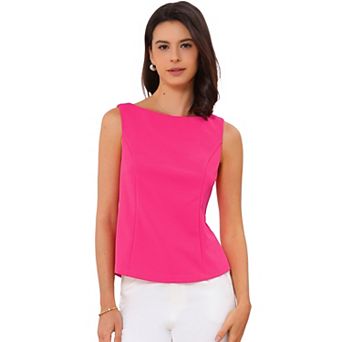 Boat Neck Tank Tops for Women's Work Office Sleeveless Basic Summer Cami Shirts