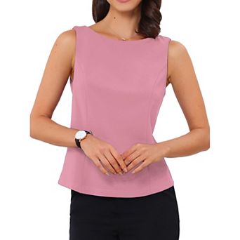 Boat Neck Tank Tops for Women's Work Office Sleeveless Basic Summer Cami Shirts