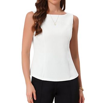 Boat Neck Tank Tops for Women's Work Office Sleeveless Basic Summer Cami Shirts