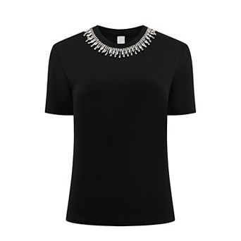 Women's Sparkly Blouse Cocktails Elegant Rhinestone Tops