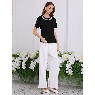 Women's Sparkly Blouse Cocktails Elegant Rhinestone Tops