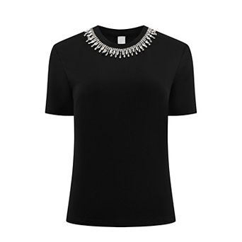 Women's Sparkly Blouse Cocktails Elegant Rhinestone Tops