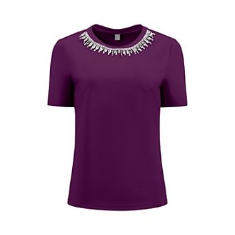 Women's Sparkly Blouse Cocktails Elegant Rhinestone Tops