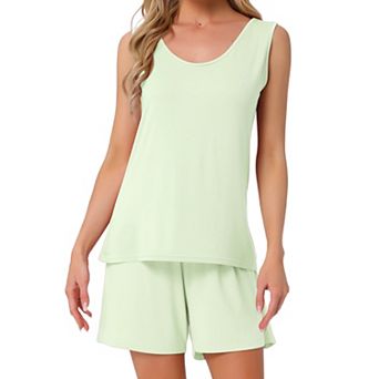 Women's Lounge Set Cotton Sleeveless Pajama Set Tank Top Shorts Soft Sleepwear PJ Set