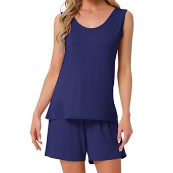 Women's Lounge Set Cotton Sleeveless Pajama Set Tank Top Shorts Soft Sleepwear PJ Set