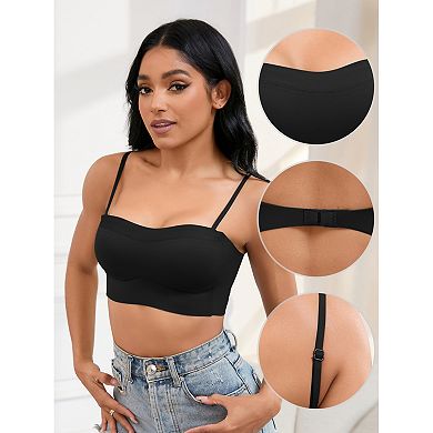 Women's Push Up U Back Adjustable Straps Underwear Full Cup Wirefree Tube Bras