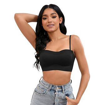 Women's Push Up U Back Adjustable Straps Underwear Full Cup Wirefree Tube Bras