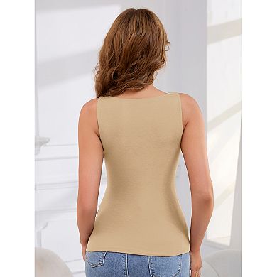 Women's V Neck Tank Tops with Built in Bra Undershirt Base Layer Vest