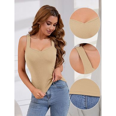 Women's V Neck Tank Tops with Built in Bra Undershirt Base Layer Vest