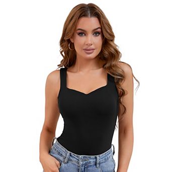 Women's V Neck Tank Tops with Built in Bra Undershirt Base Layer Vest
