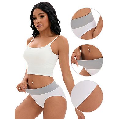 Women's Color-Block No Trace Underwear Mid-Waisted Full Coverage Briefs