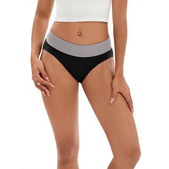 Women's Color-Block No Trace Underwear Mid-Waisted Full Coverage Briefs