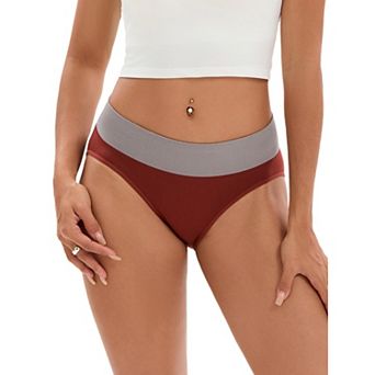 Women's Color-Block No Trace Underwear Mid-Waisted Full Coverage Briefs