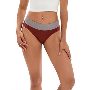Women's Color-Block No Trace Underwear Mid-Waisted Full Coverage Briefs