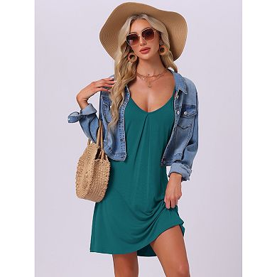 Women's Sleeveless Sleepwear Camisole Nightwear V Neck Nightshirt Pajama Dress Chemise Nightdress