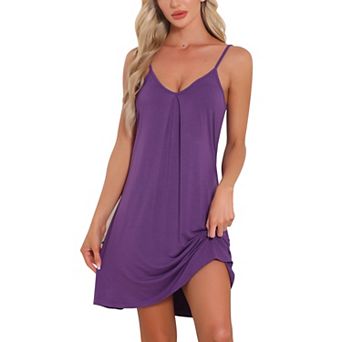 Women's Sleeveless Sleepwear Camisole Nightwear V Neck Nightshirt Pajama Dress Chemise Nightdress