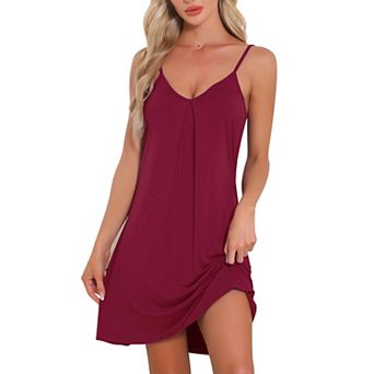 Women's Sleeveless Sleepwear Camisole Nightwear V Neck Nightshirt Pajama Dress Chemise Nightdress