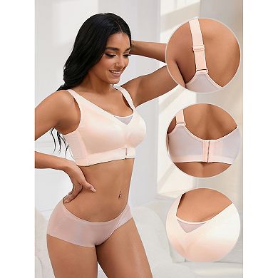 Women's V-Neck Mesh Minimizers Bras Wirefree Adjustable Straps U Back Lingerie