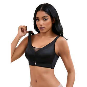 Women's V-Neck Mesh Minimizers Bras Wirefree Adjustable Straps U Back Lingerie